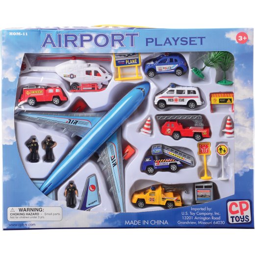 HOM-11 - Airport Playset w/ Vehicles & Accessories